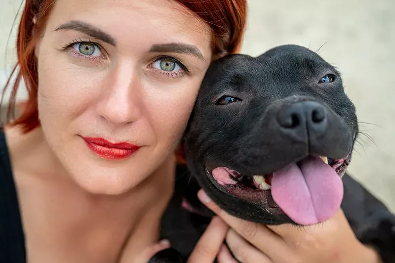 Valeriia Nikitina and a dog