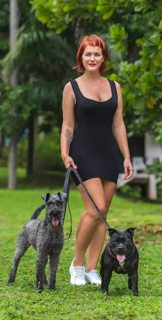 Valeriia Nikitina with dogs